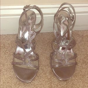 Silver “Nina” heels